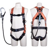 藤井電工 TSUYORON コアハーネス 胴ベルト付き シングルランヤード付き Gブレード(黒) オレンジ Lサイズ TH502GB99OTORLR26BX 1本