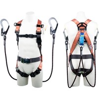 藤井電工 TSUYORON コアハーネス 胴ベルト付き ツインランヤード付き Gブレード(黒) オレンジ LLサイズ 130KG対応型 TH5022GB99OTORLL130K 1本