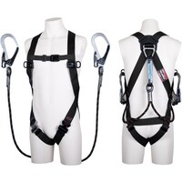 藤井電工 TSUYORON ライトハーネス ツインランヤード付き Gブレード(黒) 黒 Lサイズ