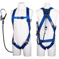 藤井電工 TSUYORON ライトハーネス シングルランヤード付き Gブレード(黒) 青 Sサイズ TH510GB99OTBL4SR26JA 1本