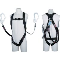 藤井電工 TSUYORON ライトハーネス ダブルランヤード付き ロック機構付き巻取式ワン・ハンドリトラ+伸縮式ノビロン(BK) 黒 Sサイズ TH510OHNV93SVOTBLKS2 1本