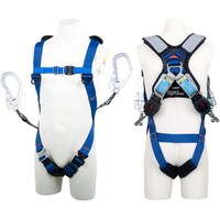 藤井電工 TSUYORON スマートハーネス ツインランヤード付き ロック機構付き巻取式ワン・ハンドリトラ 青 Lサイズ THSM5102OH93SVOTBL4L 1本