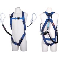 藤井電工 TSUYORON ライトハーネス ダブルランヤード付き ロック機構付き巻取式コルトリトラ+伸縮式ノビロン(BK) 青 Sサイズ TH510CRNV93SVOTBL4BK 1本