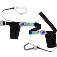 藤井電工 TSUYORON 胴ベルト型墜落制止用器具(巻取タイプ)ランヤード2丁掛け仕様 ロック機構付き2WAYリトラ 黒 LLサイズ 幅50MM×長さ1600MM 130KG対応型