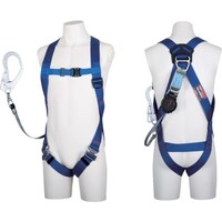 藤井電工 TSUYORON ライトハーネス シングルランヤード付き ロック機構付き巻取式ワン・ハンドリトラ 青 Sサイズ TH510OH93SVOTBL4SR23 1本