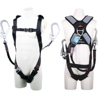 藤井電工 TSUYORON スマートハーネス ダブルランヤード付き ロック機構付き巻取式SRリトラ+伸縮式ノビロン(BK) 黒 Lサイズ THSM510TRNV93SVOTBLK 1本