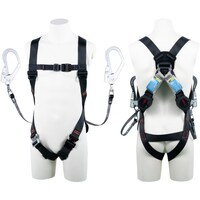 藤井電工 TSUYORON ライトハーネス ツインランヤード付き ロック機構付き巻取式ワン・ハンドリトラ 黒 Sサイズ TH5102OH93SVOTBLKS2R 1本