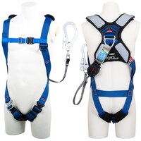 藤井電工 TSUYORON スマートハーネス シングルランヤード付き ロック機構付き巻取式ワン・ハンドリトラ 青 Mサイズ THSM510OH93SVOTBL4MR 1本