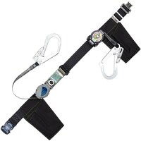 藤井電工 TSUYORON 胴ベルト型墜落制止用器具(巻取タイプ)補助ロープ2丁掛け仕様 ロック機構付き2WAYリトラ+巻取式補助ロープ 黒 Mサイズ 幅50MM×長さ1200MM
