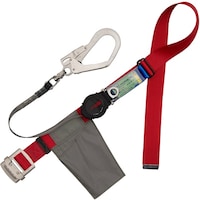 藤井電工 TSUYORON 胴ベルト型墜落制止用器具(巻取タイプ)ロック機構付き ワン・ハンドリトラ 赤 LLサイズ 幅50MM×長さ1600MM 130KG対応型