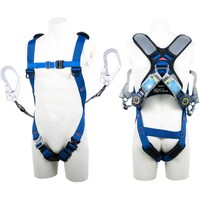 藤井電工 TSUYORON スマートハーネス ツインランヤード付き ロック機構付き巻取式SRリトラ 青 Lサイズ THSM5102TR93SVOTBL4L 1本