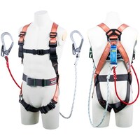 藤井電工 TSUYORON コアハーネス 胴ベルト付き ツインランヤード付き 三つ打ちロープ オレンジ LLサイズ 130KG対応型 TH502DZ1OTORLL130K2R 1本