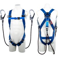 藤井電工 TSUYORON ライトハーネス ツインランヤード付き Gブレード(黒) 青 LLサイズ 130KG対応型