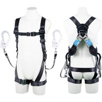 藤井電工 TSUYORON 黒影ハーネス ツインランヤード付き ロック機構付き巻取式ワン・ハンドリトラ ダークグレー Sサイズ