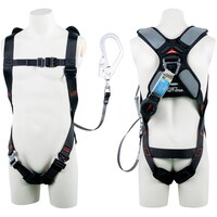 藤井電工 TSUYORON スマートハーネス シングルランヤード付き ロック機構付き巻取式ワン・ハンドリトラ 黒 Sサイズ THSM510OH93SVOTBLKSR 1本