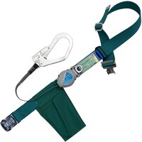 藤井電工 TSUYORON 胴ベルト型墜落制止用器具(巻取タイプ)ロック機構付き 2WAYリトラ 青緑 LLサイズ 幅50MM×長さ1600MM 130KG対応型 ワンタッチバックル仕様