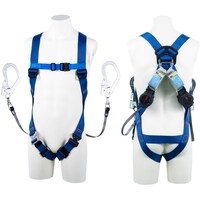 藤井電工 TSUYORON ライトハーネス ツインランヤード付き ロック機構付き巻取式ワン・ハンドリトラ 青 Sサイズ TH5102OH93SVOTBL4S2R 1本