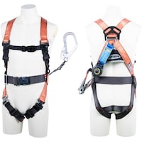 藤井電工 TSUYORON コアハーネス 胴ベルト付き シングルランヤード付き ロック機構付き巻取式SRリトラ オレンジ LLサイズ 130KG対応型 TH502TR93SVOTORLL130 1本