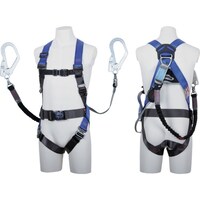 藤井電工 TSUYORON コアハーネス 胴ベルト付き ダブルランヤード付き ロック機構付き巻取式ワン・ハンドリトラ+伸縮式ノビロン(BK) パープル Sサイズ TH502OHNV93SVOTPS2R2 1本