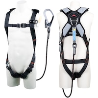 藤井電工 TSUYORON スマートハーネス シングルランヤード付き Gブレード(黒) 黒 Mサイズ