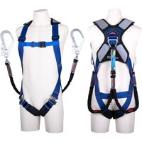 藤井電工 TSUYORON スマートハーネス ツインランヤード付き 伸縮式ノビロン(BK) 青 Sサイズ THSM5102NV93SVOTBL4S 1本