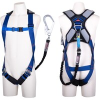 藤井電工 TSUYORON スマートハーネス シングルランヤード付き 伸縮式ノビロン(BK) 青 Mサイズ THSM510NV93SVOTBL4MR 1本