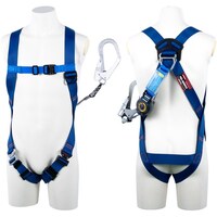 藤井電工 TSUYORON ライトハーネス シングルランヤード付き ロック機構付き巻取式SRリトラ 青 LLサイズ 130KG対応型 TH510TR93SVOTBL4LL13 1本