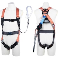 藤井電工 TSUYORON コアハーネス 胴ベルト付き シングルランヤード付き ロック機構付き巻取式ワン・ハンドリトラ オレンジ LLサイズ 130KG対応型 TH502OH93SVOTORLL130 1本