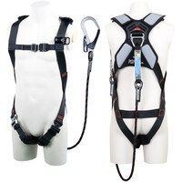 藤井電工 TSUYORON スマートハーネス シングルランヤード付き Gブレード(黒) 黒 Lサイズ