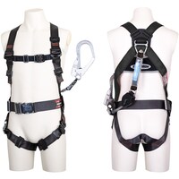 藤井電工 TSUYORON コアハーネス 胴ベルト付き シングルランヤード付き ロック機構付き巻取式コルトリトラ ダークグレー Lサイズ TH502CR93SVOTDGBKLR2 1本