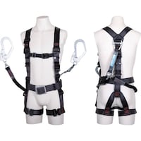 藤井電工 TSUYORON 飛燕ハーネス 胴ベルト付き ダブルランヤード付き ロック機構付き巻取式コルトリトラ+伸縮式ノビロン(BK) ダークグレー Lサイズ TH506CRNV93SVOTDGBKL 1本