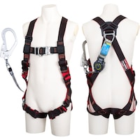 藤井電工 TSUYORON レヴォハーネス シングルランヤード付き ロック機構付き巻取式SRリトラ 黒・赤 Mサイズ 胸D付き TH508OTTR93SVOTBKRMR 1本