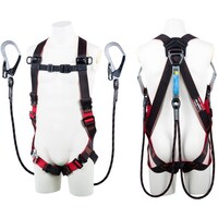 藤井電工 TSUYORON レヴォハーネス ツインランヤード付き Gブレード(黒) 黒・赤 Sサイズ TH5082GB99OTBKRS2R26 1本