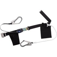藤井電工 TSUYORON 胴ベルト型墜落制止用器具(巻取タイプ)補助ロープ2丁掛け仕様 ロック機構なし リトライト+ロープ式補助ロープ 黒 Mサイズ 幅50MM×長さ1200MM