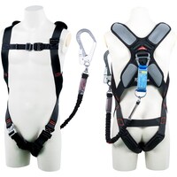 藤井電工 TSUYORON スマートハーネス シングルランヤード付き 伸縮式ノビロン(BK) 黒 LLサイズ 130KG対応型 THSM510NV93SVOTBLKLL 1本