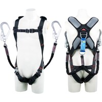 藤井電工 TSUYORON スマートハーネス ツインランヤード付き 伸縮式ノビロン(BK) 黒 LLサイズ 130KG対応型 THSM5102NV93SVOTBLKL 1本