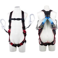 藤井電工 TSUYORON レヴォハーネス ツインランヤード付き ロック機構付き巻取式SRリトラ 黒・赤 LLサイズ 130KG対応型