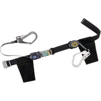 藤井電工 TSUYORON 胴ベルト型墜落制止用器具(巻取タイプ)補助ロープ2丁掛け仕様 ロック機構なし リトラ+巻取式補助ロープ 黒 Mサイズ 幅50MM×長さ1200MM