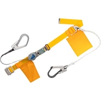 藤井電工 TSUYORON 胴ベルト型墜落制止用器具(巻取タイプ)補助ロープ2丁掛け仕様 ロック機構付き2WAYリトラ+ロープ式補助ロープ 黄 Mサイズ 幅50MM×長さ1200MM