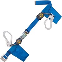 藤井電工 TSUYORON 胴ベルト型墜落制止用器具(巻取タイプ)補助ロープ2丁掛け仕様 ロック機構付きロックリトラ+巻取式補助ロープ 青 Mサイズ 幅50MM×長さ1200MM