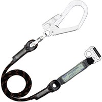 藤井電工 TSUYORON 胴ベルト型墜落制止用器具用ランヤード(ロープタイプ)Gブレード(黒)ショックアブソーバ+B環FL68・フックFS93SV D環止めなし