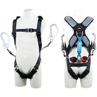 藤井電工 TSUYORON スマートハーネス ツインランヤード付き ロック機構付き巻取式コルトリトラ 黒 LLサイズ 130KG対応型