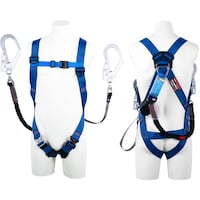 藤井電工 TSUYORON ライトハーネス ダブルランヤード付き ロック機構付き巻取式ワン・ハンドリトラ+伸縮式ノビロン(BK) 青 LLサイズ 130KG対応型 TH510OHNV93SVOTBL4LL 1本