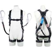 藤井電工 TSUYORON 黒影ハーネス ダブルランヤード付き ロック機構付き巻取式SRリトラ+伸縮式ノビロン(BK) ダークグレー LLサイズ 130KG対応型 TH504TRNV93SVOTDGLL1 1本