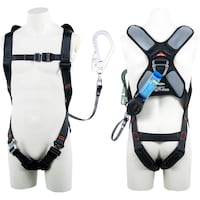 藤井電工 TSUYORON スマートハーネス シングルランヤード付き ロック機構付き巻取式ワン・ハンドリトラ 黒 LLサイズ 130KG対応型 THSM510OH93SVOTBLKLL 1本