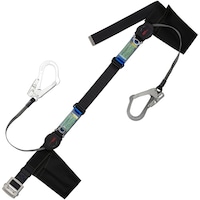 藤井電工 TSUYORON 胴ベルト型墜落制止用器具(巻取タイプ)ランヤード2丁掛け仕様 ロック機構付きワン・ハンドリトラ 黒 LLサイズ 1600MM 130KG対応型