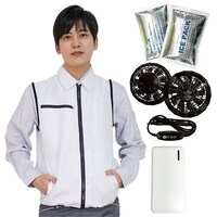 岡潮 岡潮 冷却ベスト 冷感保冷剤付き、空調ベスト+モバイルバッテリー付20200 ホワイト LL