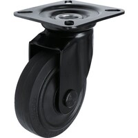 シシク シシク プレート式キャスター(プレス製ゴム車輪) 自在 径150mm ブラックキャスター BKWJ150 1個