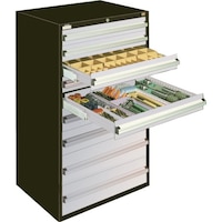 大阪製罐 OS デラックス重量キャビネット 間口811mm 奥行557mm 高さ1281mm(ブラック&シルバー) DX1202BS 1台