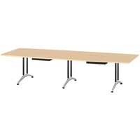 NAIKI ミーティングテーブル(配線付 KDF型/天板:サンドウォールナット 脚:ブラック/W3200×D1200×H714 KDF3212BHSDW 1台